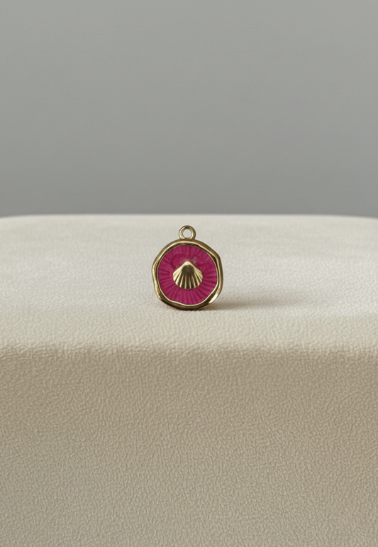 Médaillon Coquillage Rose Fuchsia