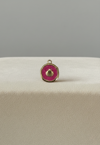 Médaillon Coquillage Rose Fuchsia