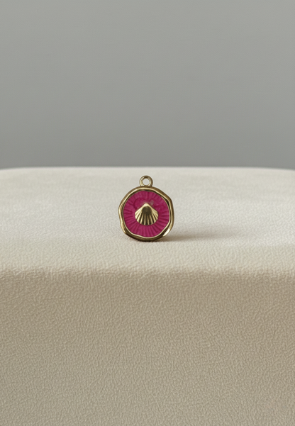Médaillon Coquillage Rose Fuchsia